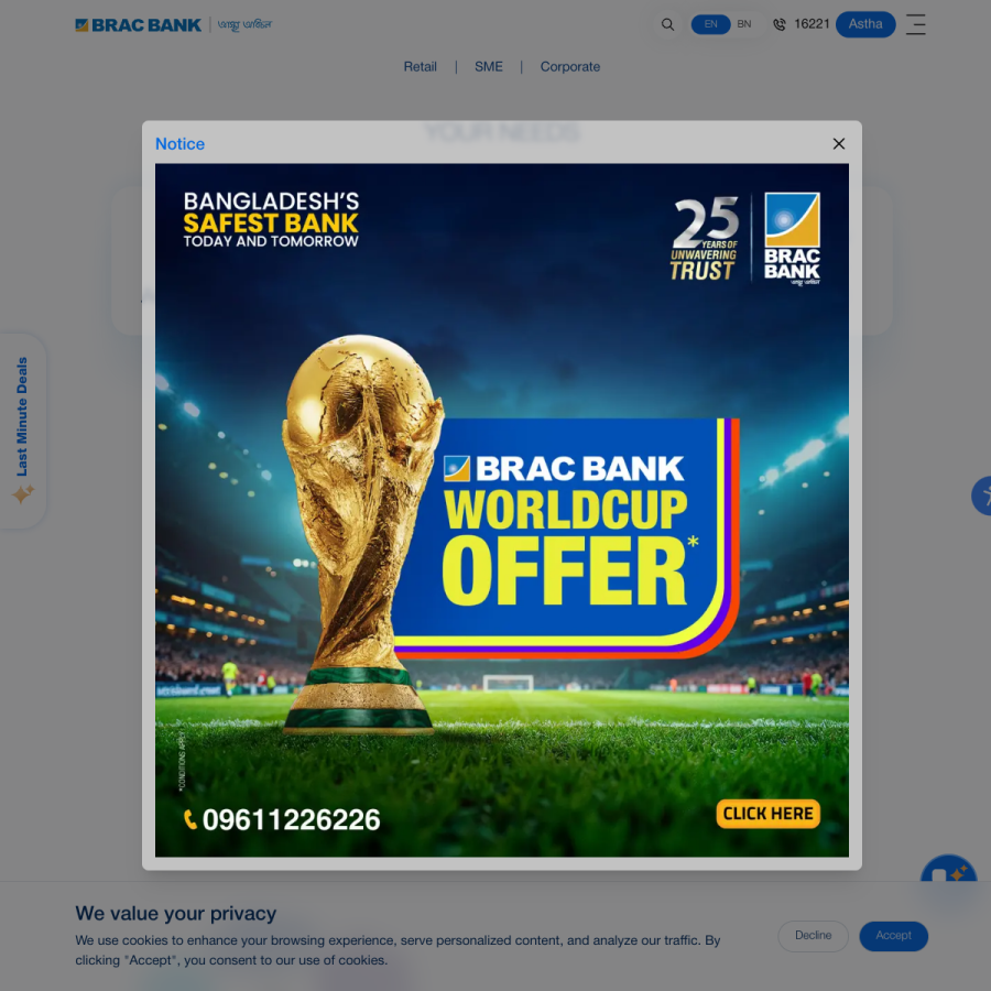 bracbank.com homepage screenshot