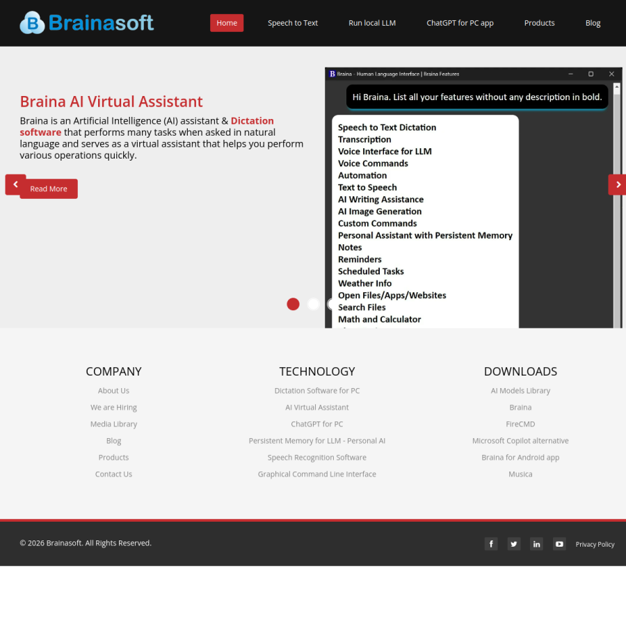 brainasoft.com homepage screenshot