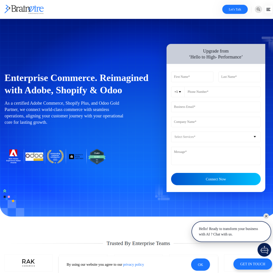 brainvire.com homepage screenshot