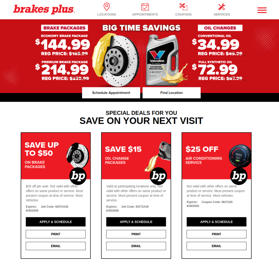 brakesplus.com homepage screenshot