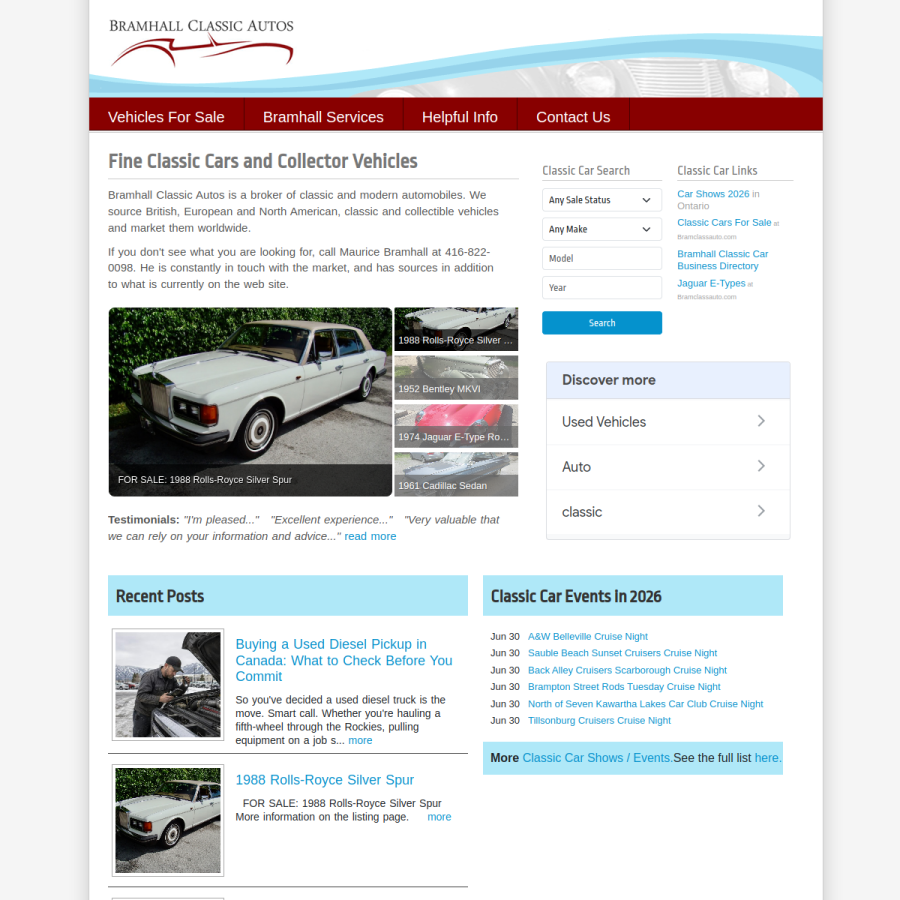 bramclassauto.com homepage screenshot