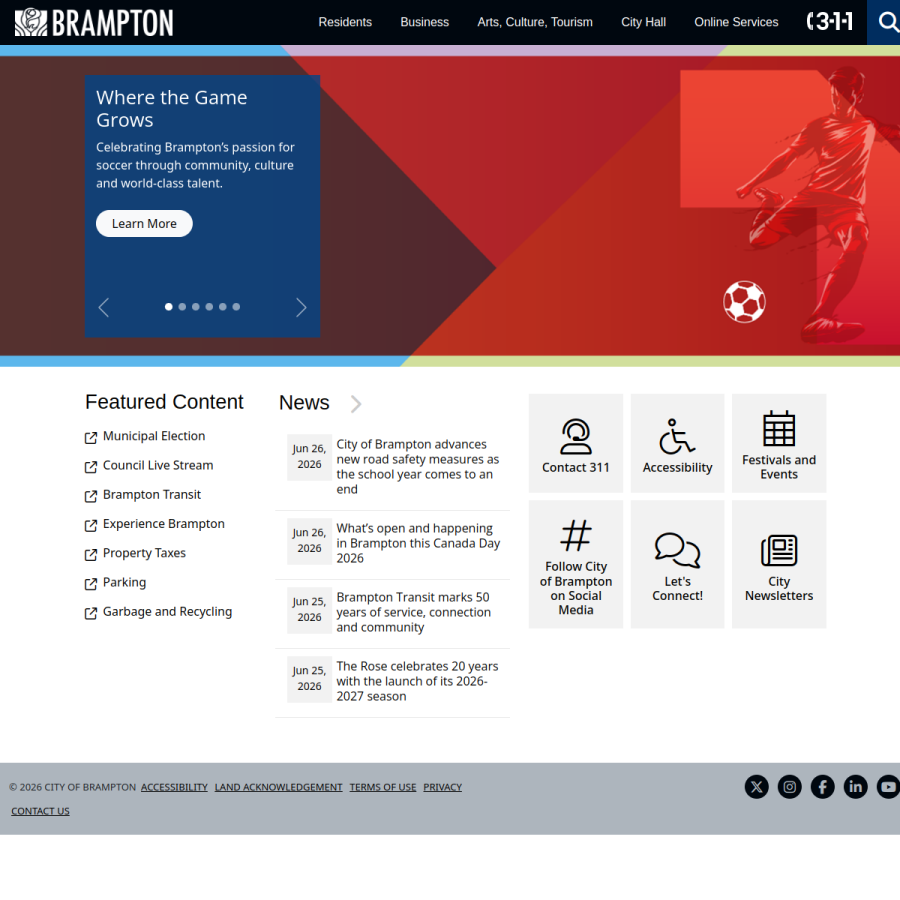 brampton.ca homepage screenshot