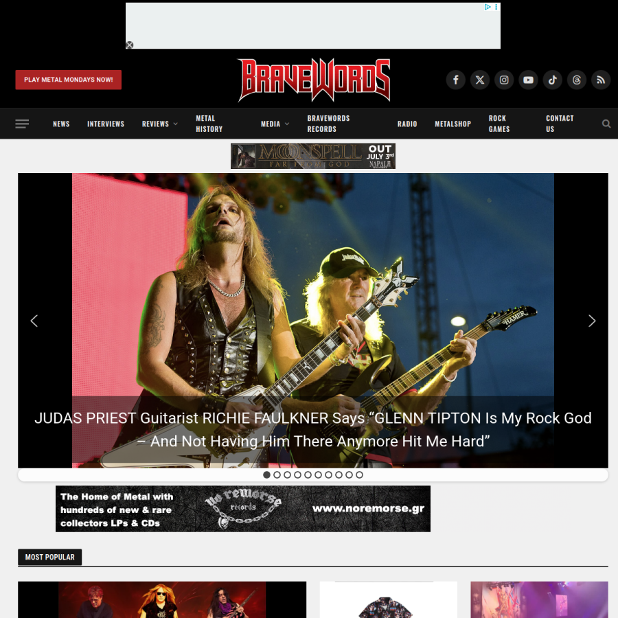 bravewords.com homepage screenshot