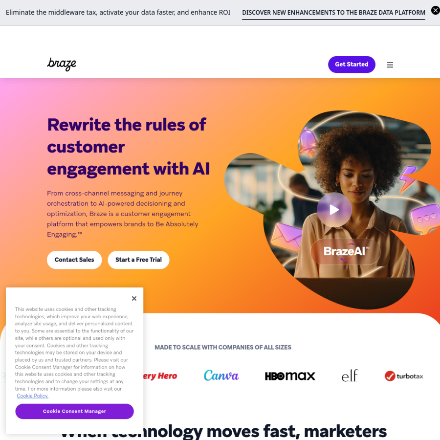 braze.com homepage screenshot