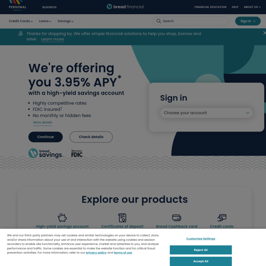 breadfinancial.com homepage screenshot