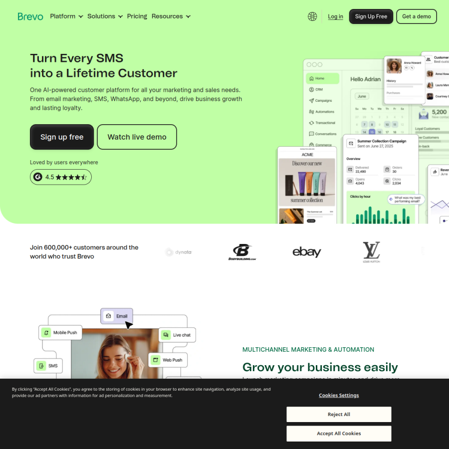 brevo.com homepage screenshot