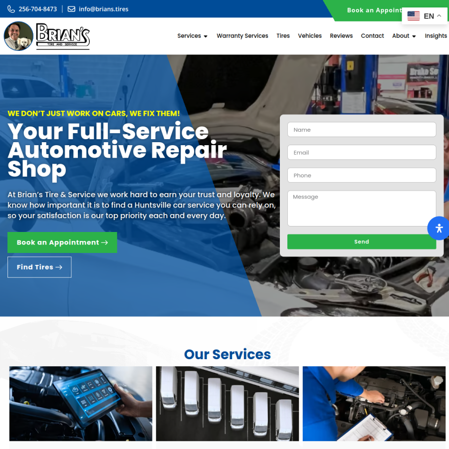 brianstireandservice.com homepage screenshot