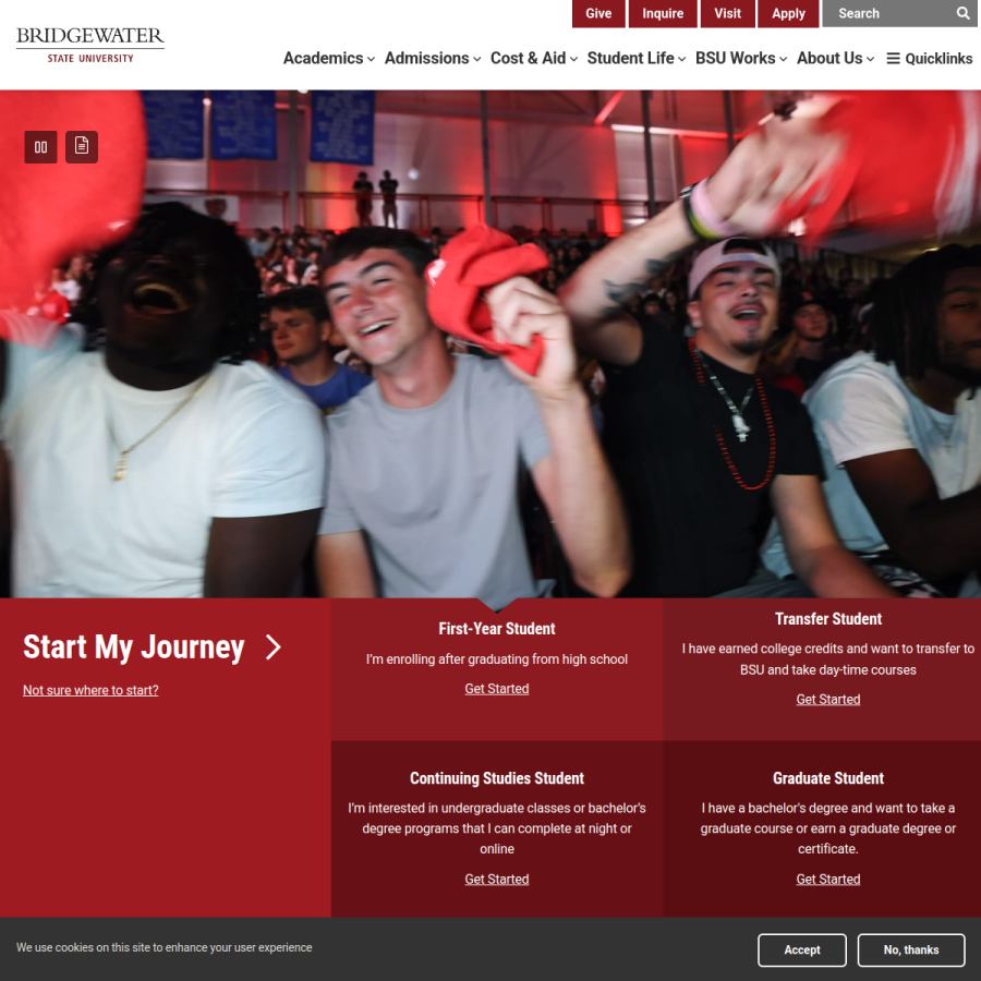 bridgew.edu homepage screenshot