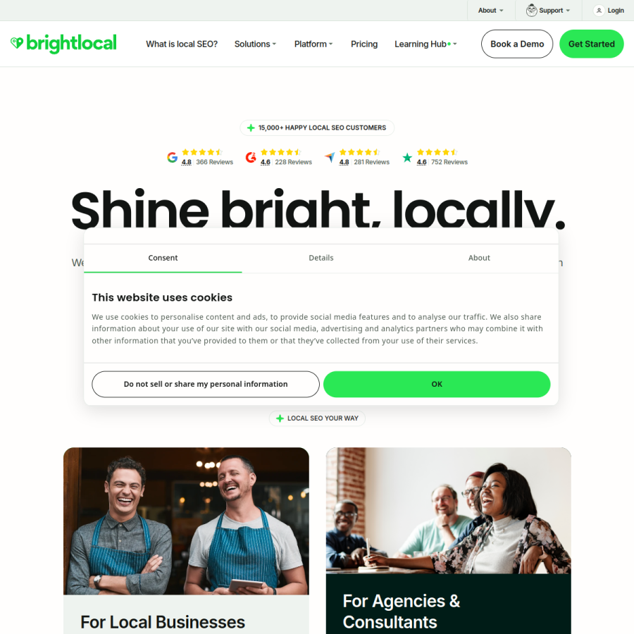 brightlocal.com homepage screenshot