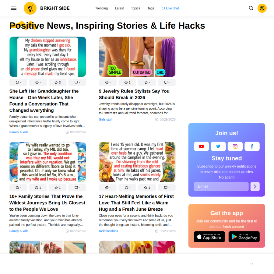 brightside.me homepage screenshot
