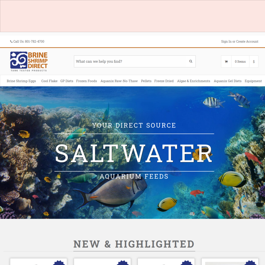 brineshrimpdirect.com homepage screenshot