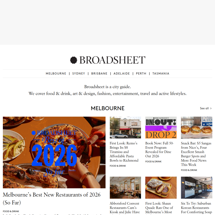 broadsheet.com.au homepage screenshot