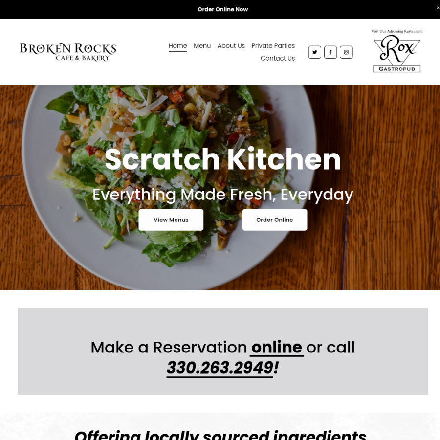 brokenrockscafe.com homepage screenshot