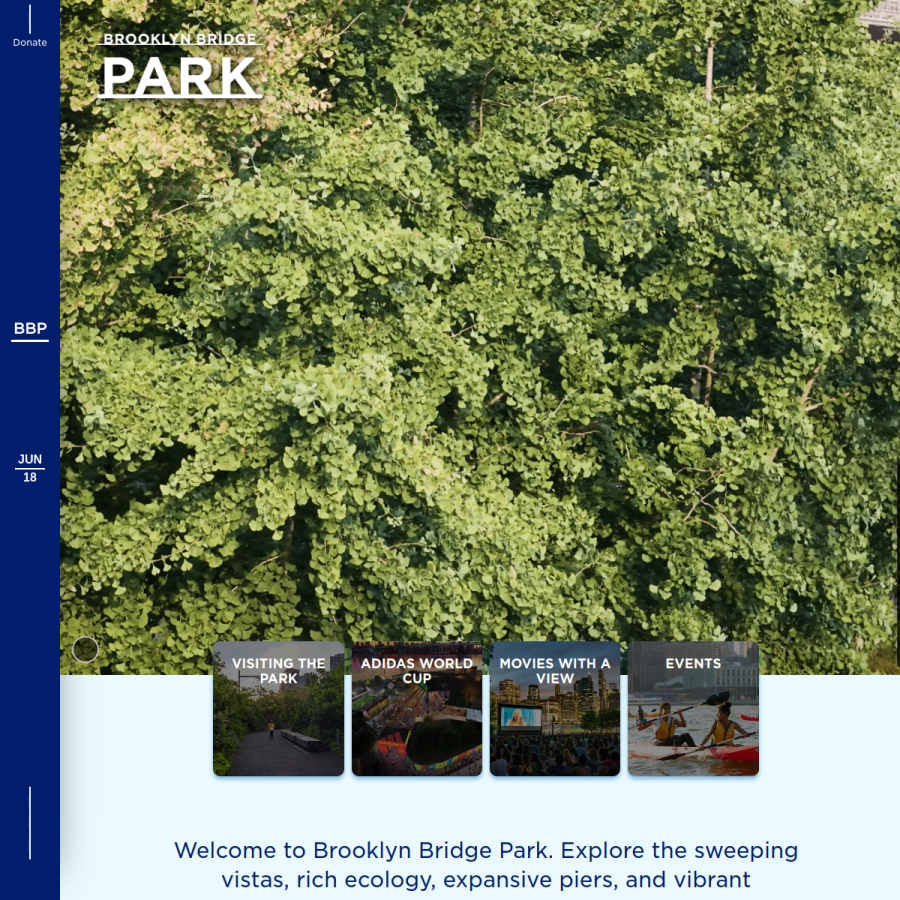 brooklynbridgepark.org homepage screenshot