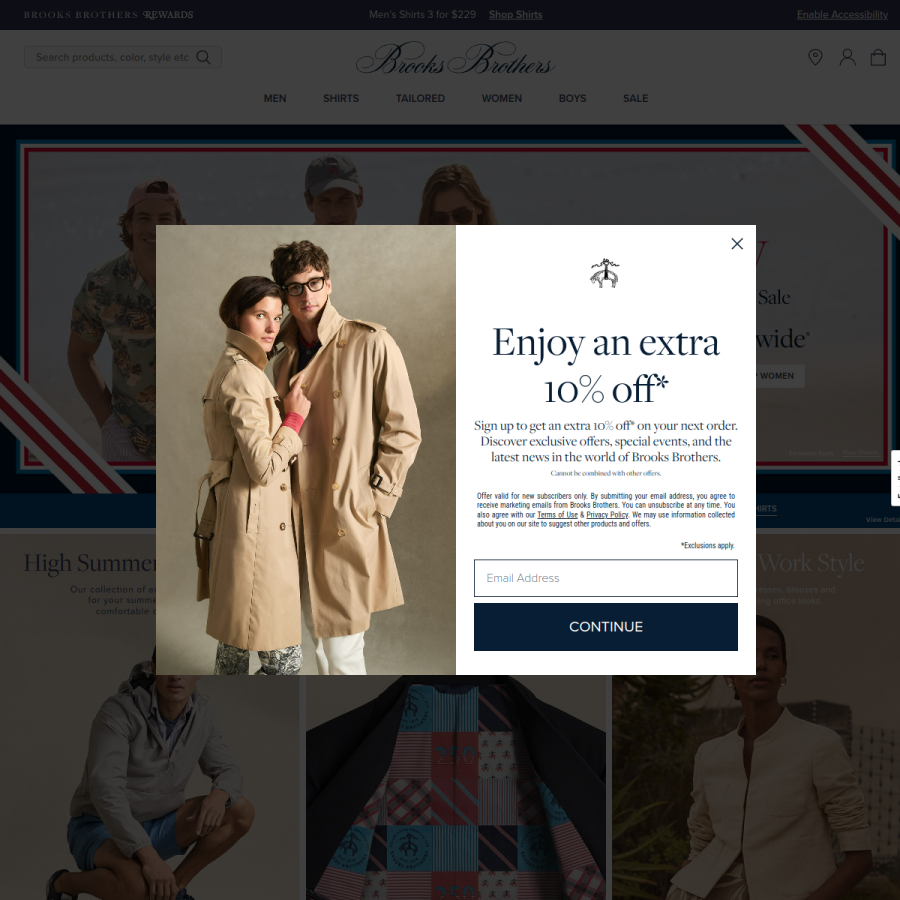 brooksbrothers.com homepage screenshot