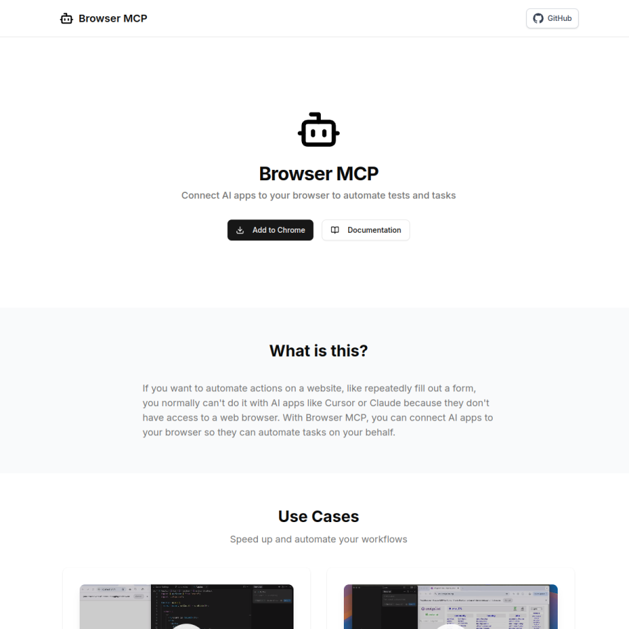 browsermcp.io homepage screenshot