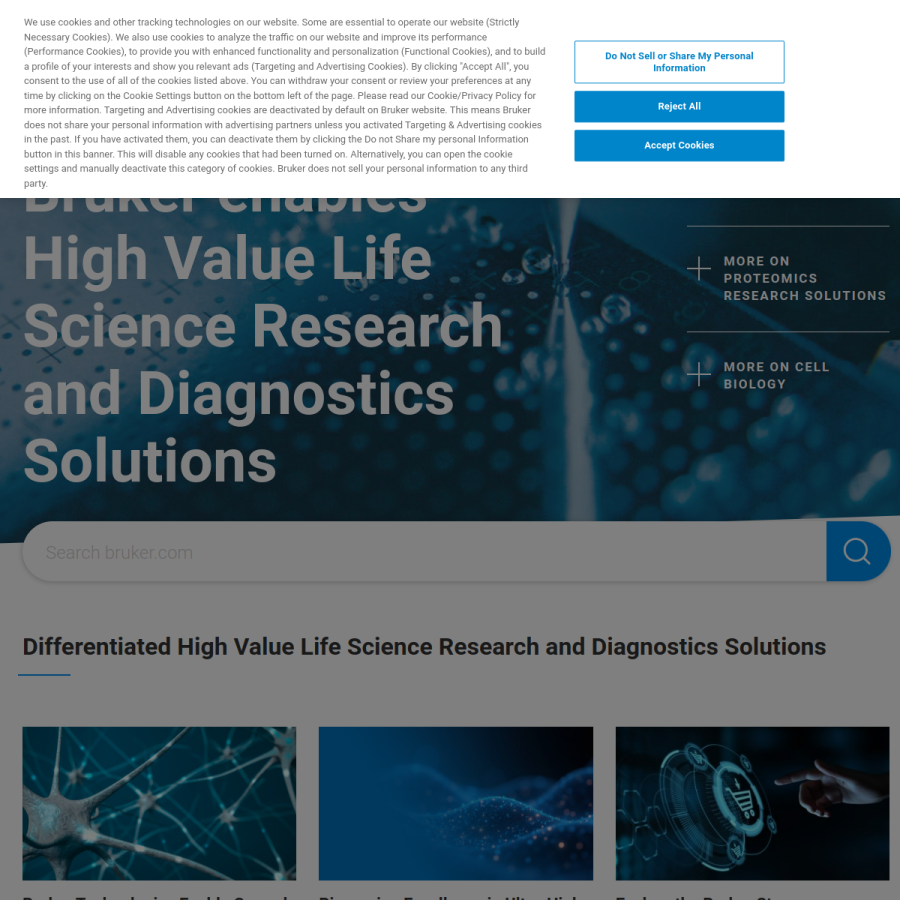 bruker.com homepage screenshot