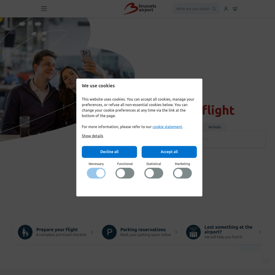 brusselsairport.be homepage screenshot