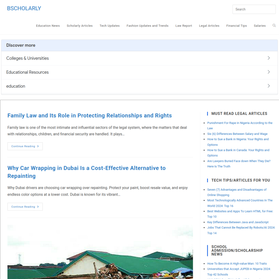 bscholarly.com homepage screenshot