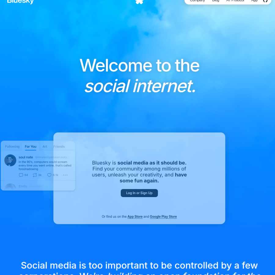 bsky.social homepage screenshot