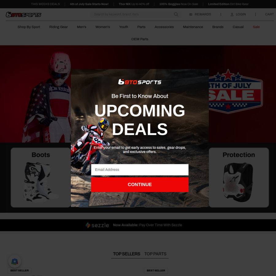 btosports.com homepage screenshot