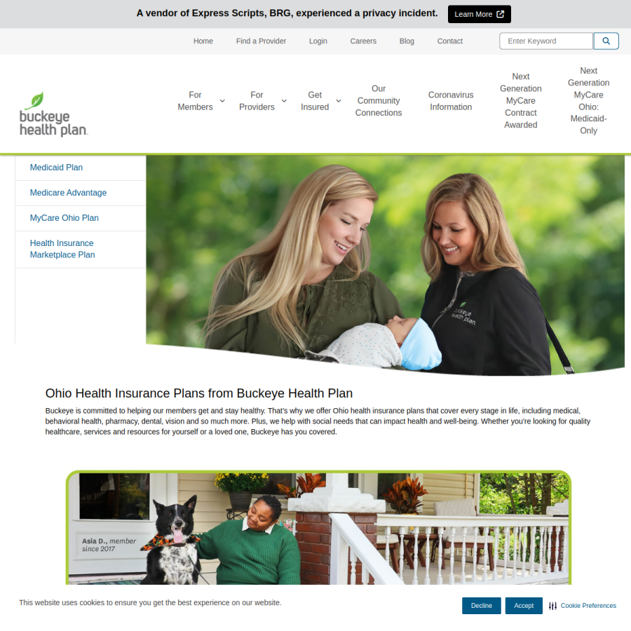 buckeyehealthplan.com homepage screenshot
