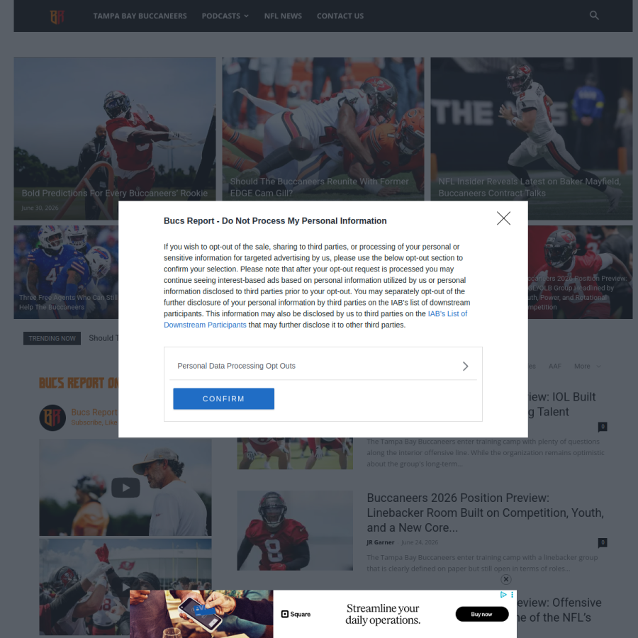 bucsreport.com homepage screenshot