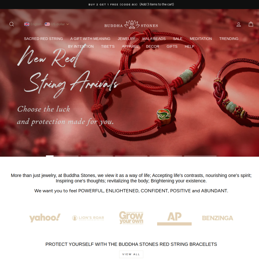 buddhastoneshop.com homepage screenshot