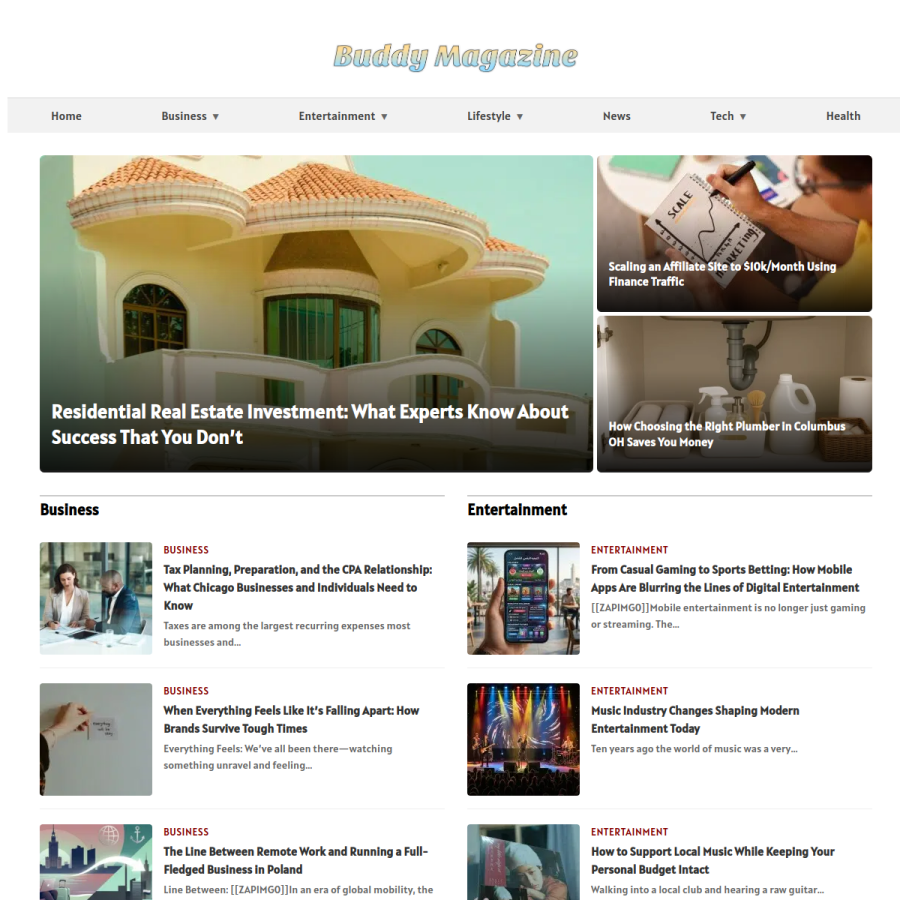buddymagazine.org homepage screenshot