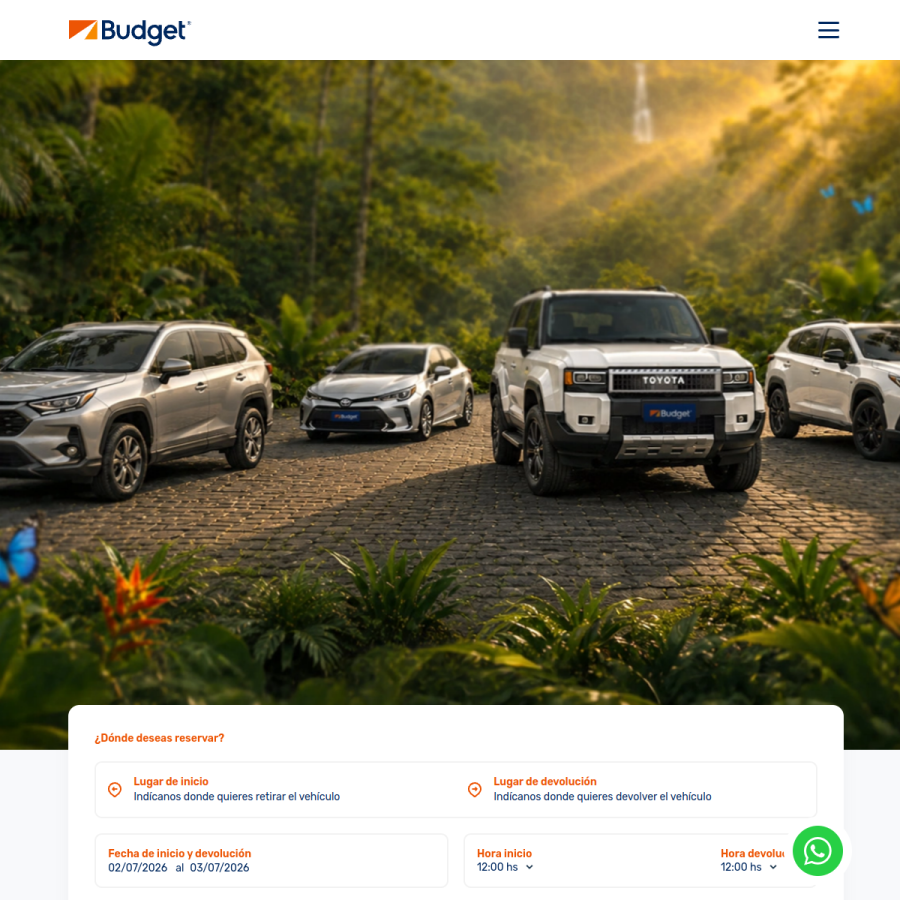 budget.co.cr homepage screenshot