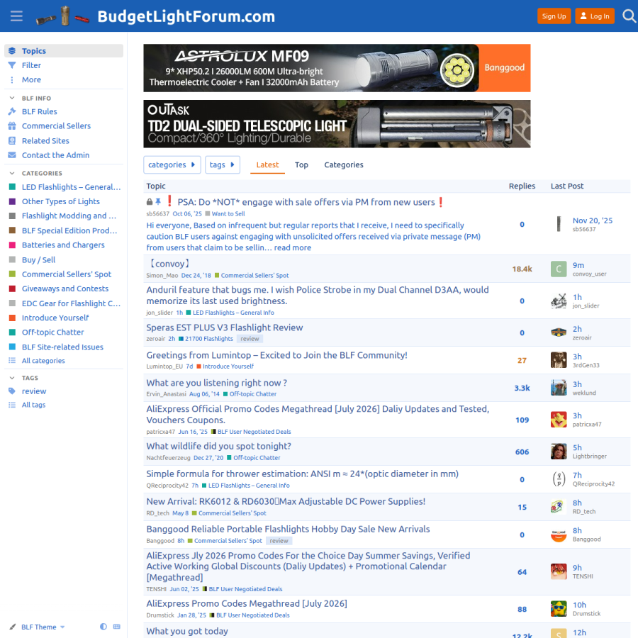 budgetlightforum.com homepage screenshot