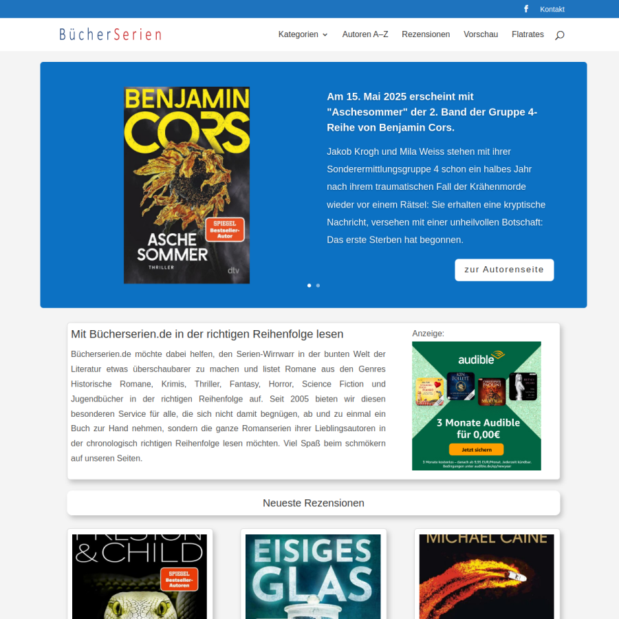 buecherserien.de homepage screenshot