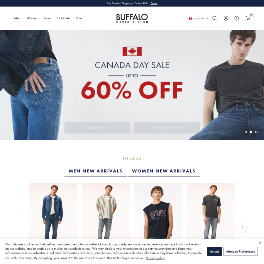 buffalojeans.ca homepage screenshot