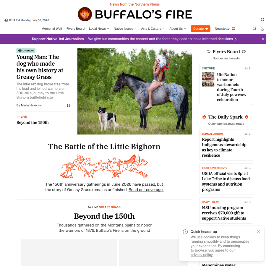 buffalosfire.com homepage screenshot
