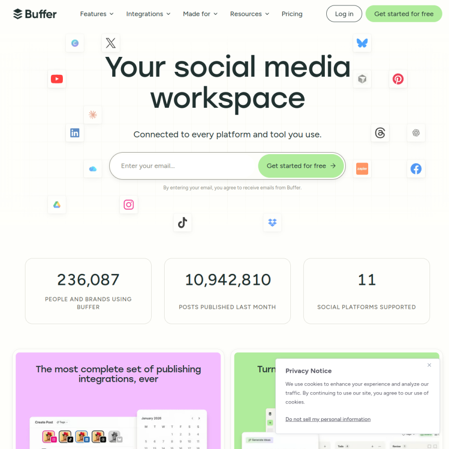 buffer.com homepage screenshot