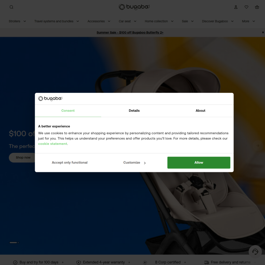 bugaboo.com homepage screenshot