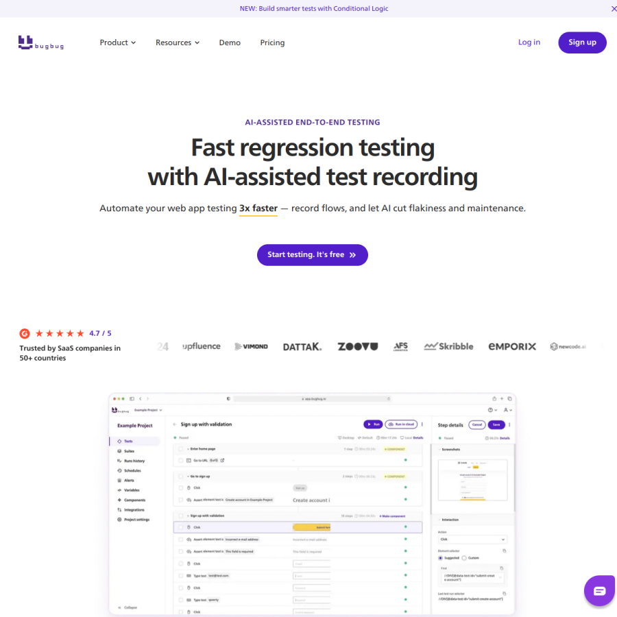 bugbug.io homepage screenshot
