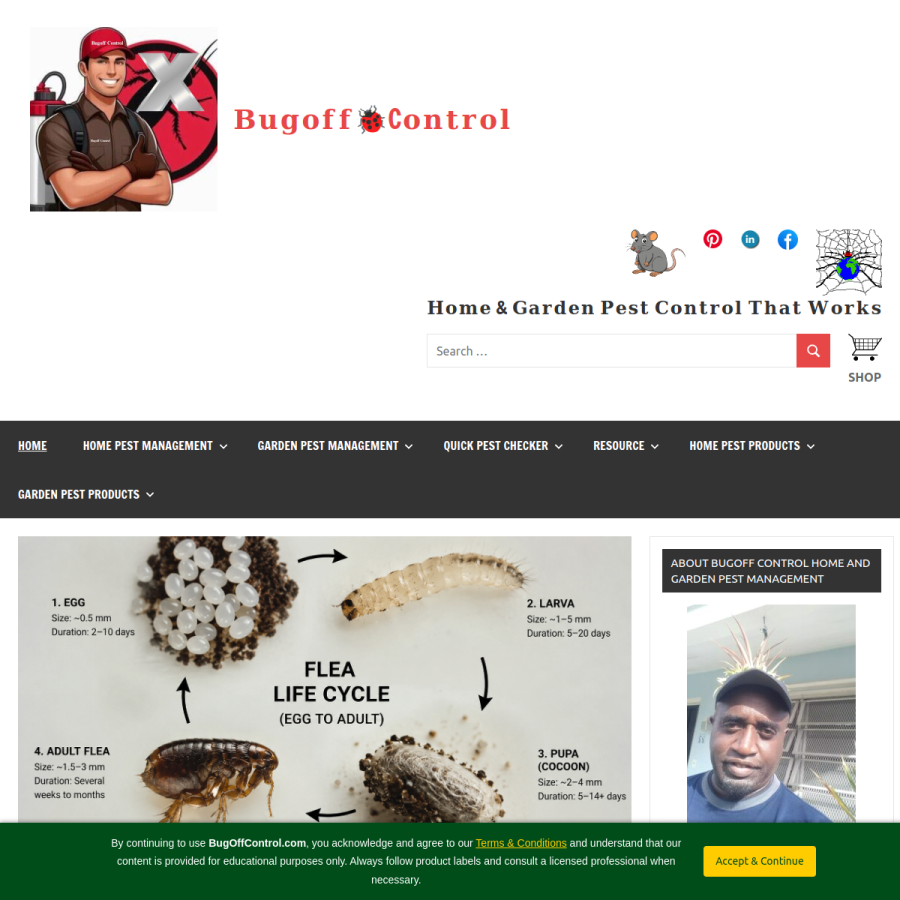 bugoffcontrol.com homepage screenshot