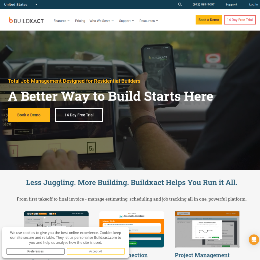 buildxact.com homepage screenshot