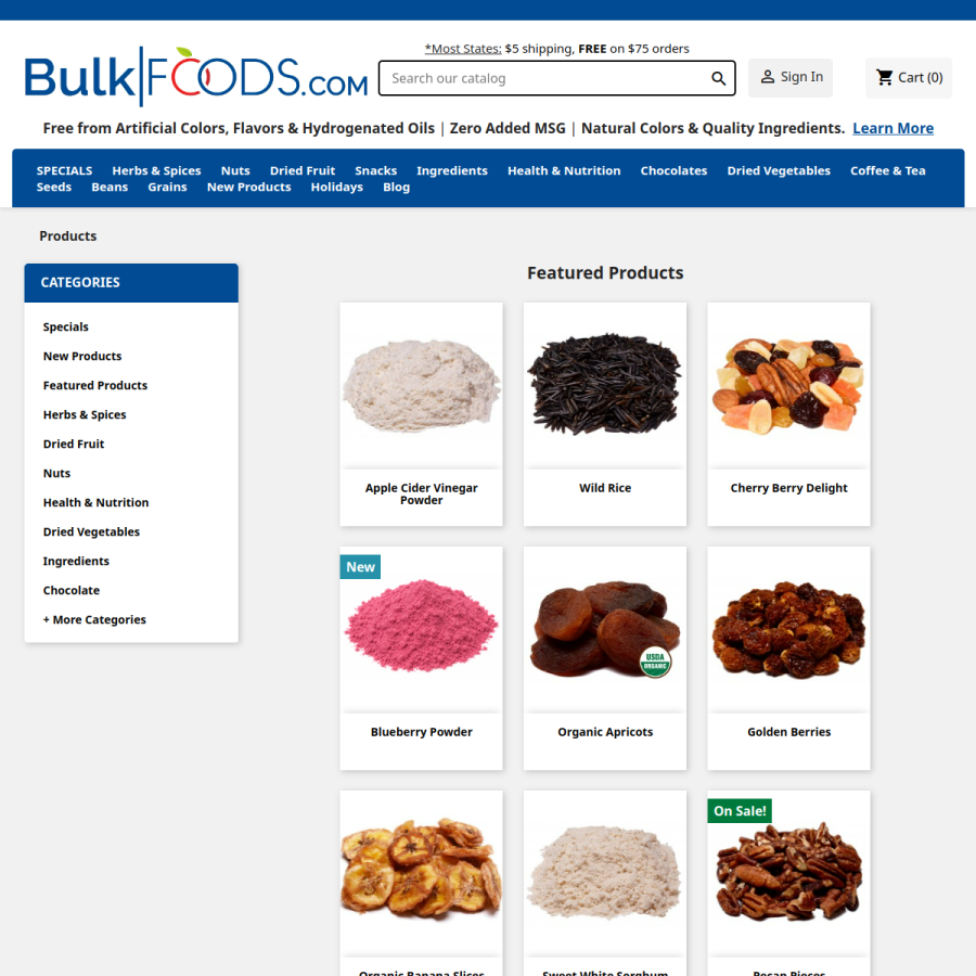 bulkfoods.com homepage screenshot