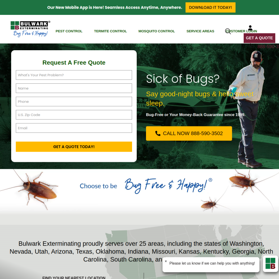 bulwarkpestcontrol.com homepage screenshot