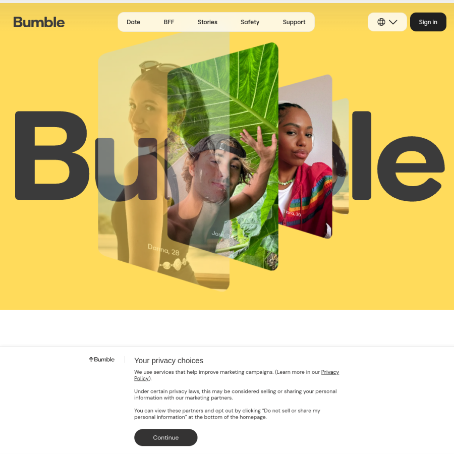 bumble.com homepage screenshot