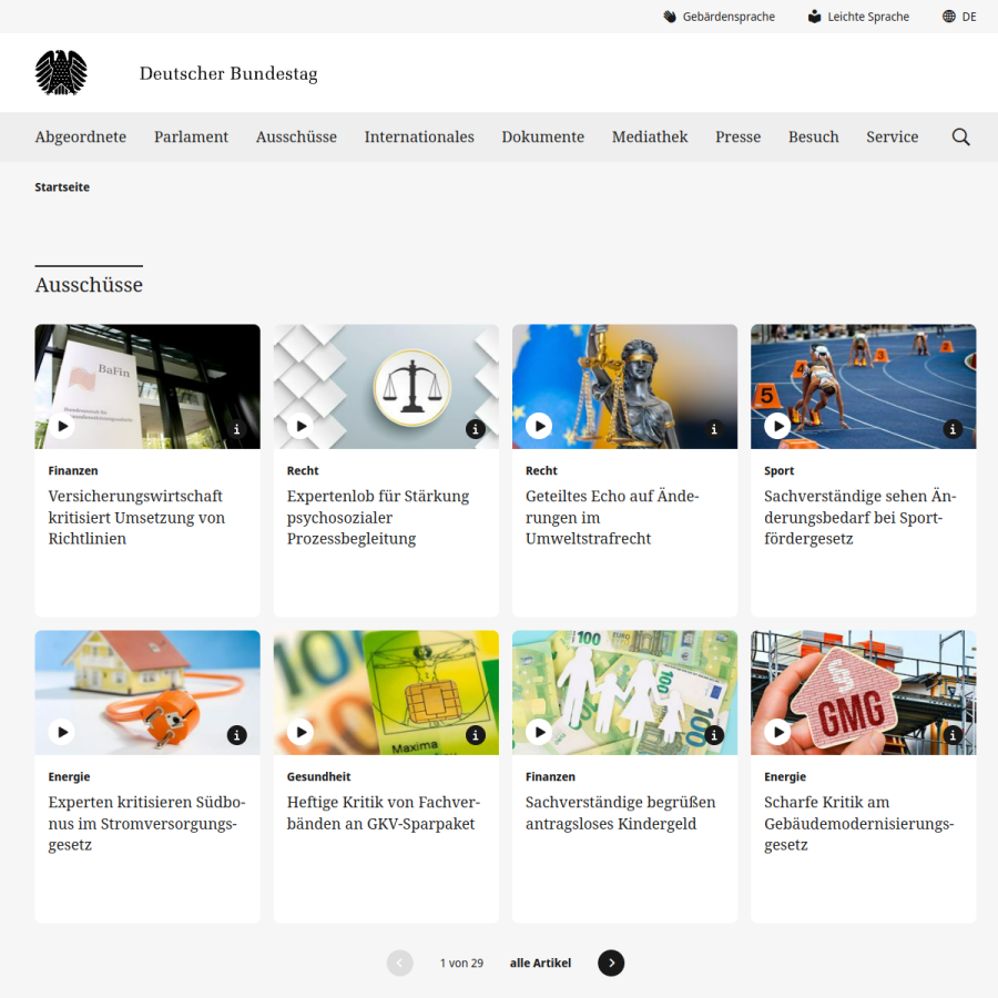 bundestag.de homepage screenshot