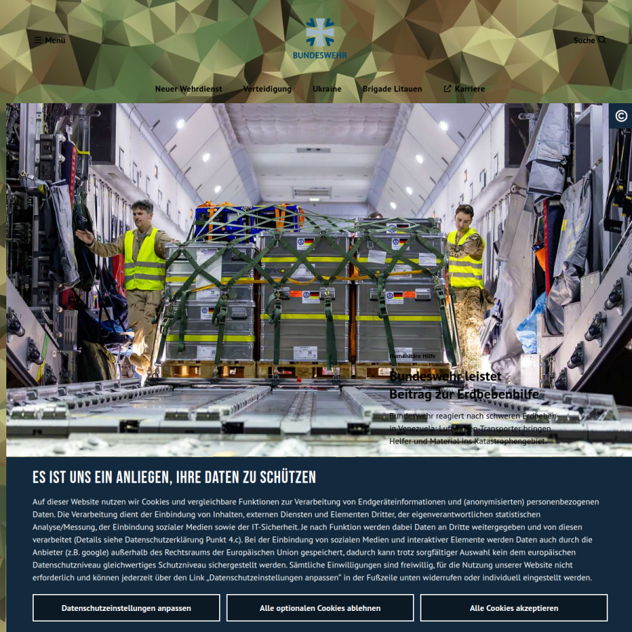 bundeswehr.de homepage screenshot