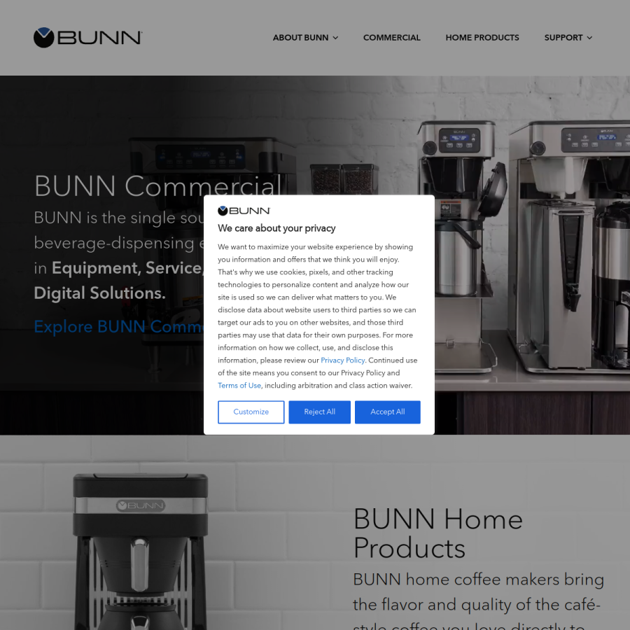 bunn.com homepage screenshot