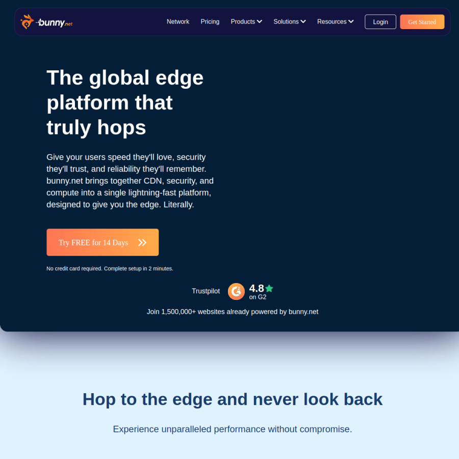 bunny.net homepage screenshot