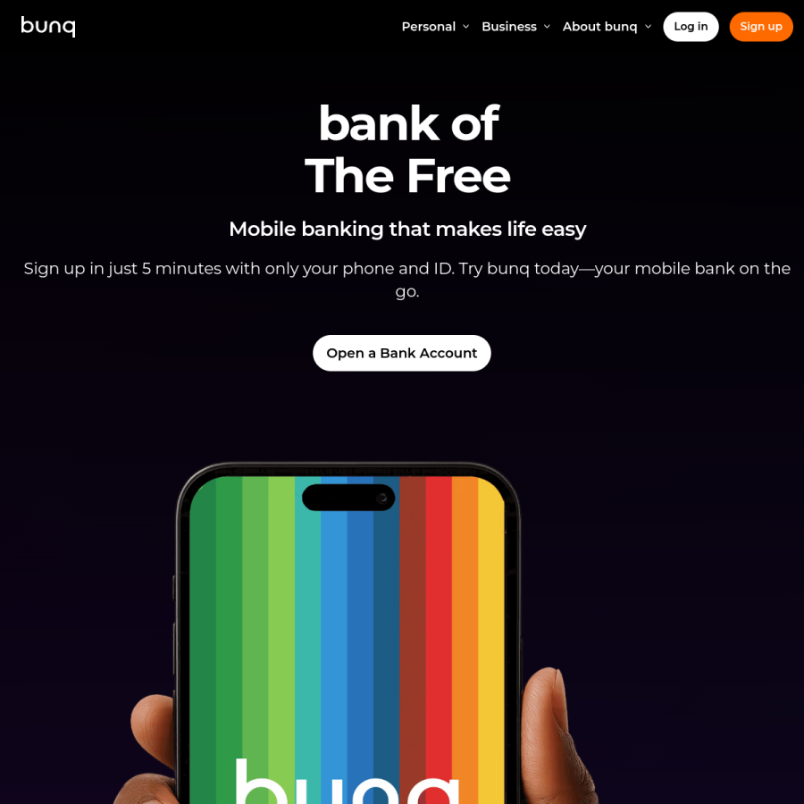 bunq.com homepage screenshot
