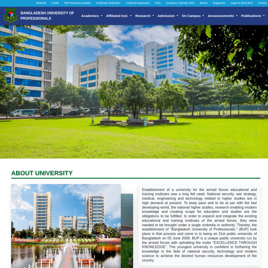 bup.edu.bd homepage screenshot