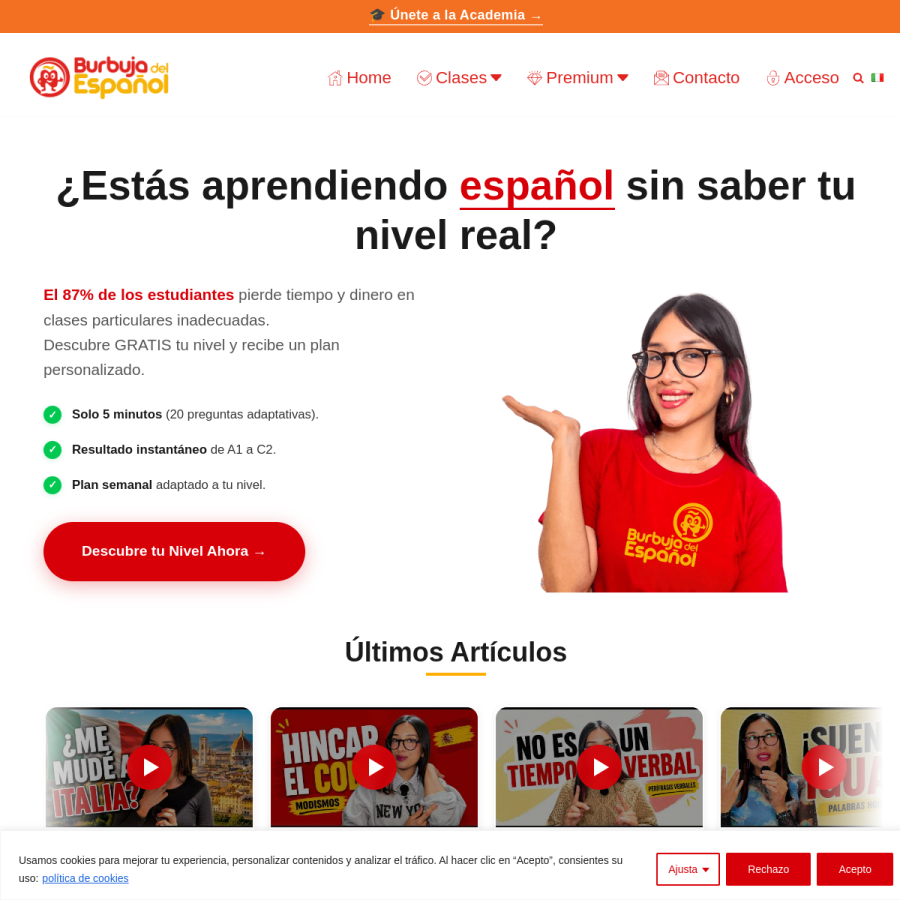 burbujadelespanol.com homepage screenshot