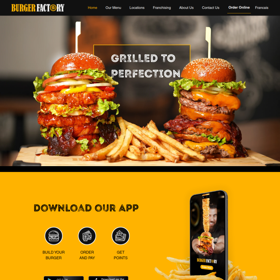 burgerfactory.ca homepage screenshot
